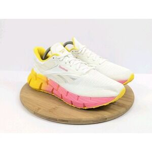 Reebok Float Zig 1 Running Shoes Womans 10.5 White Pink Yellow Athletic Sneakers